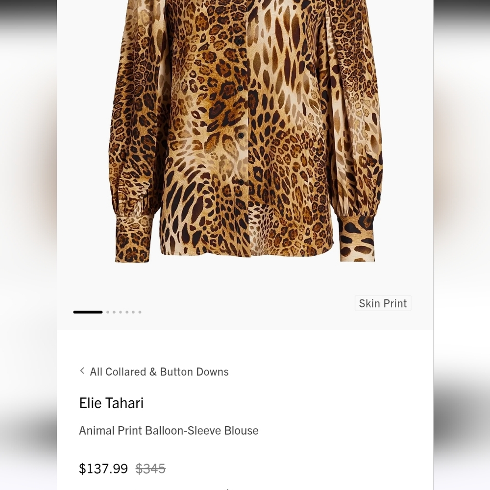 NWT ELIE TAHARI | $345 Animal Print Blouse - Picture 8 of 9